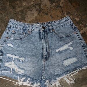 Garage Blue Vintage Jean Shorts with Distressed Details